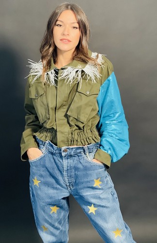 Giacca donna militare piume - giacca,